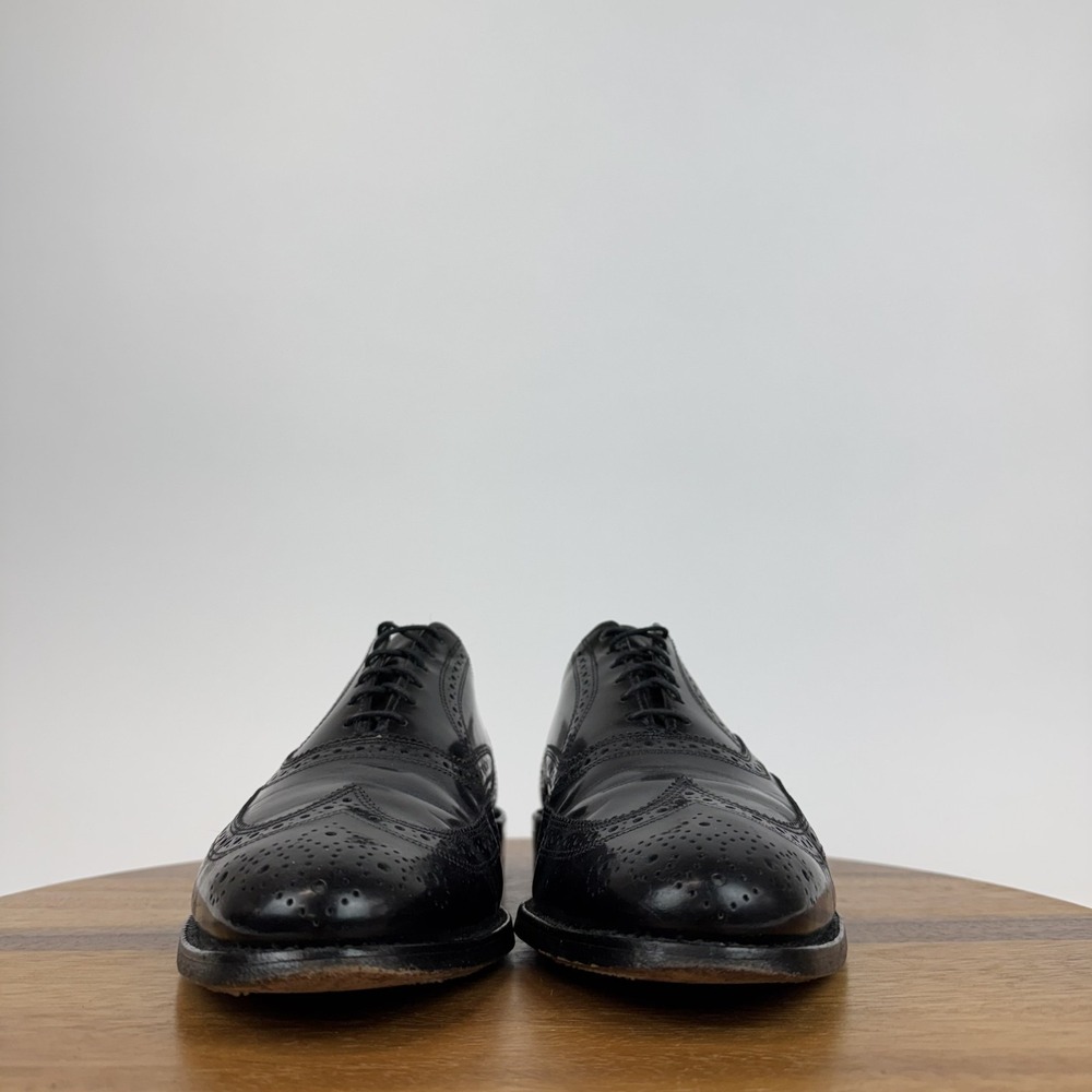 Mens Allen Edmonds Lloyd Black Leather Scalloped Oxfords Dress Shoes Size 9.5 D - Picture 3 of 8